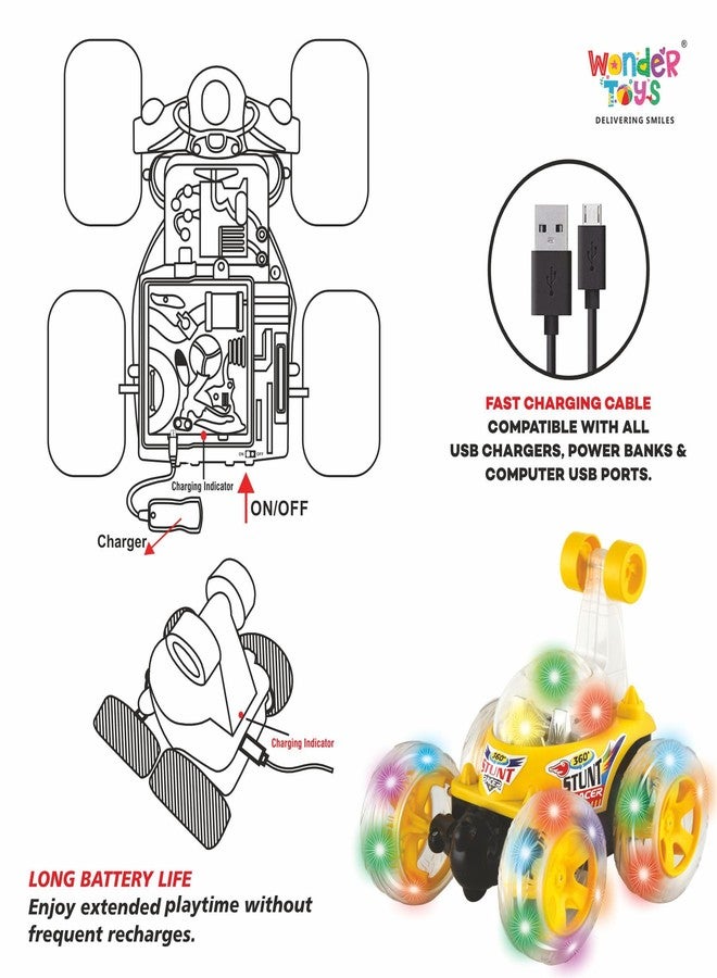 Wonder Remote Control Rotating Rolling Stunt RC Car Toys For Kids Off Road Vehicle Toy Cars Kids Monster Truck Rock Climbing Car Toy 2-10 Year, Multicolor - Image 4